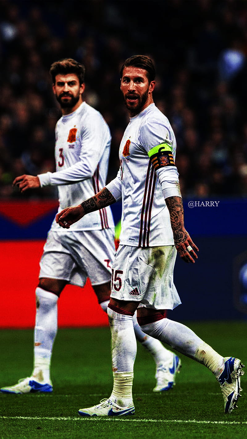 Ramos and Pique, international, soccer, spain, spanish, HD phone wallpaper