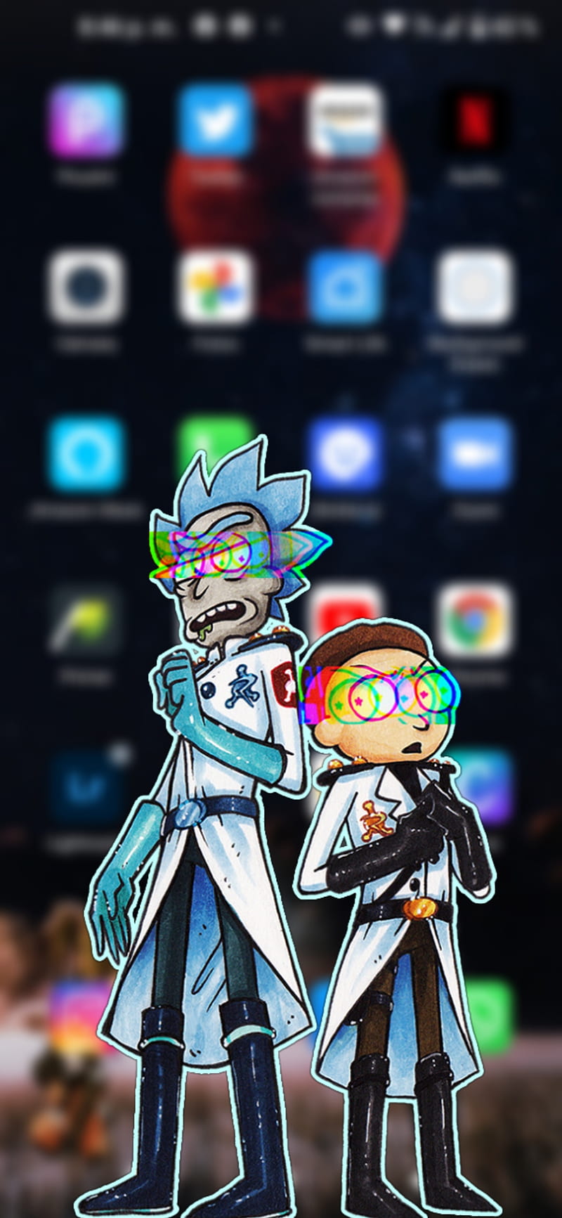 Ricky and Morty, caricatura, background, galaxy, lock, screen, HD phone wallpaper