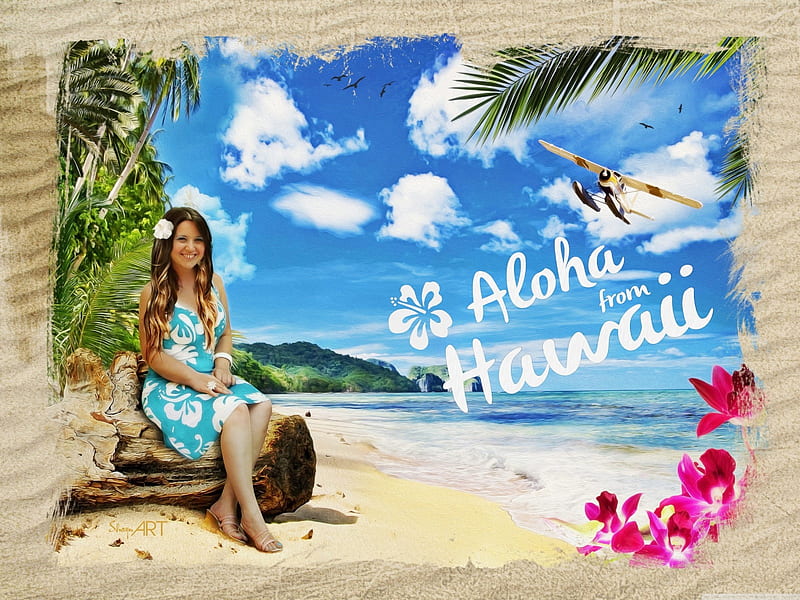 Aloha, Girl, art, creative, recreation, HD wallpaper