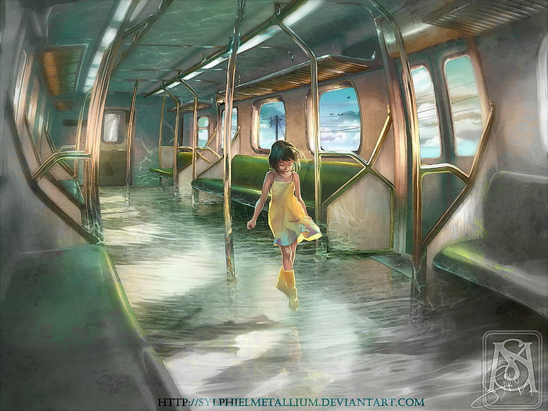 strange travel, water, train, girl, travel, bus, HD wallpaper