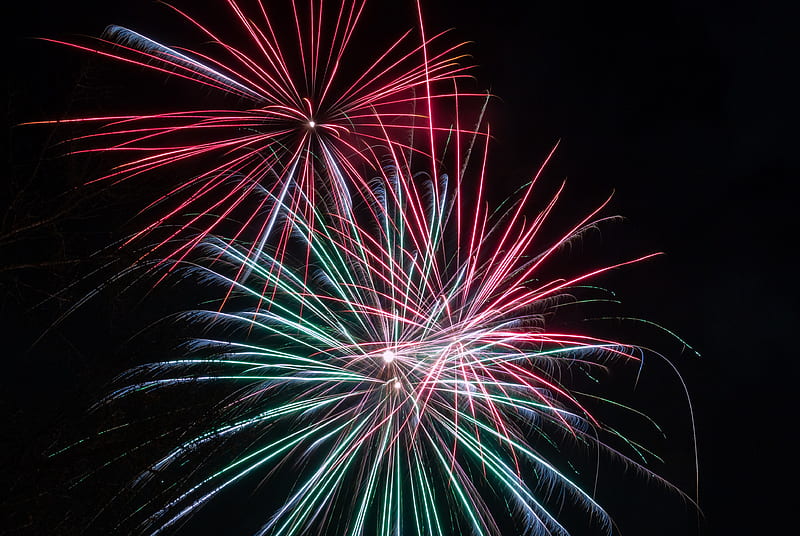 fireworks, sparks, glow, neon, HD wallpaper