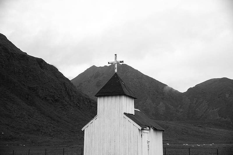 landscape graphy of white and black wooden church, HD wallpaper