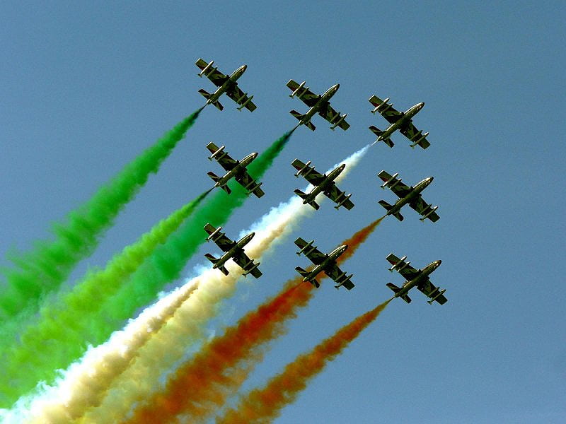 Italian Frecce Tricolori Aerobatic Team, colors, aerobatic, sky, jets, HD wallpaper