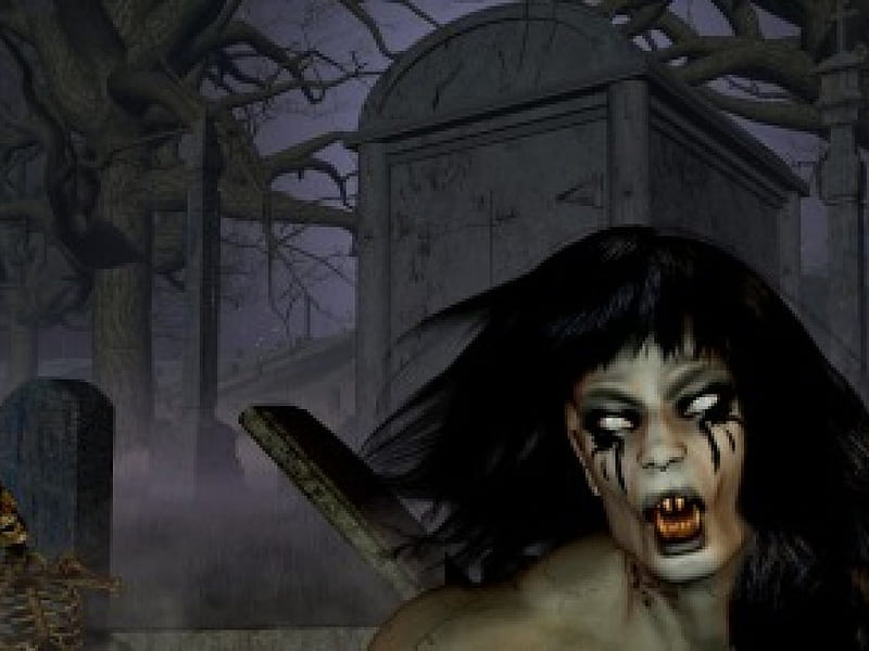 Night of the Living Dead, graveyard, vampire, spookie, halloween, HD wallpaper