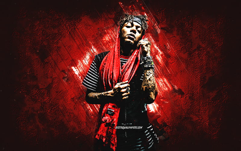 JID, American rapper, portrait, red stone background, Destin Choice Route, HD wallpaper