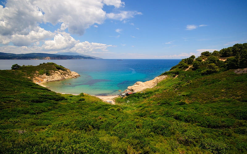 Skiathos,Greece, amazing view, beach, wide, HD wallpaper