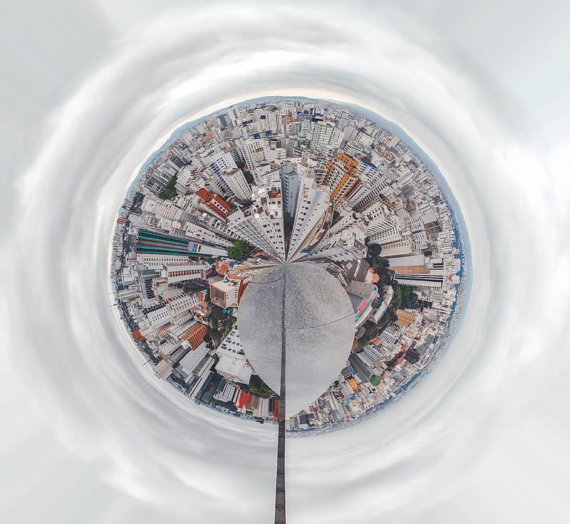 round city, ball-shaped, graphy, top view, City, HD wallpaper