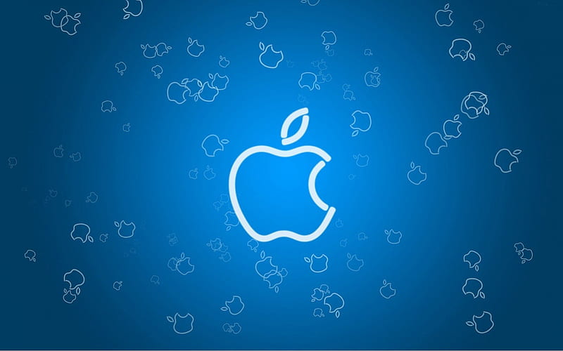 Blue apple design, apple, iphone, colorful, desenho, bonito, blue apple, computer, magical, graphik, ibook, HD wallpaper