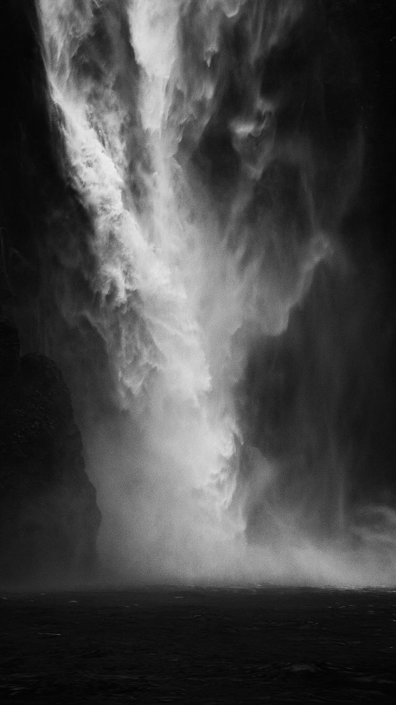 Milford Sound 2, Alastair, abstract, adventure, black, black and white, flow, landscape, milford sound, minimal, mountain, nature, new zealand, outdoors, power, stream, water, waterfall, white, HD phone wallpaper