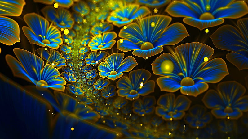 Blue Sunlight Fractal Flower Petal Abstract, HD wallpaper