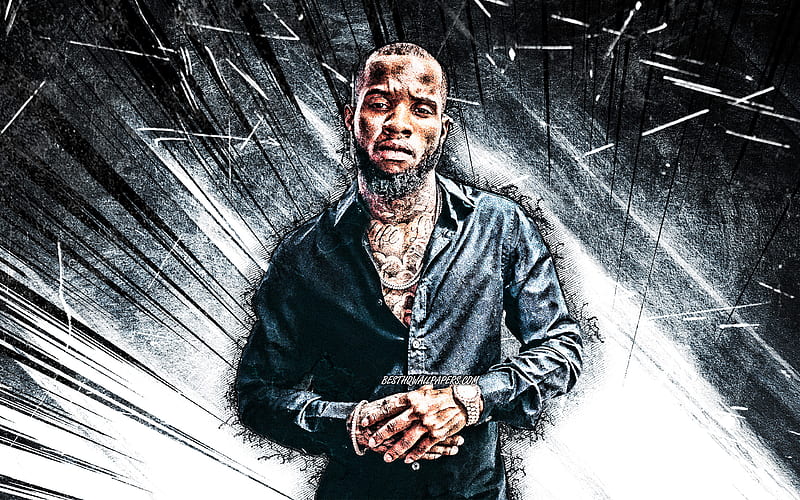 Tory Lanez, grunge art, canadian singer, music stars, Daystar Peterson, white abstract rays, canadian celebrity, Tory Lanez, HD wallpaper