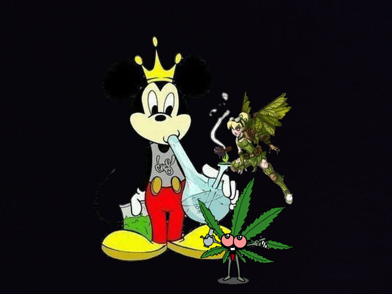 help from friend, alone together, friends, getting high, malachite, mickey mouse, skill, stoner, HD wallpaper