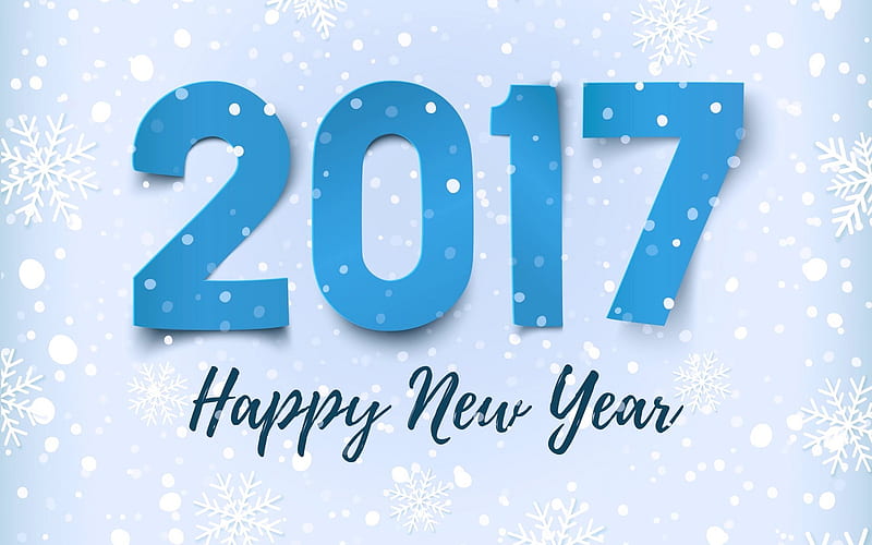 New 2017 Year, winter, snow, 2017, HD wallpaper