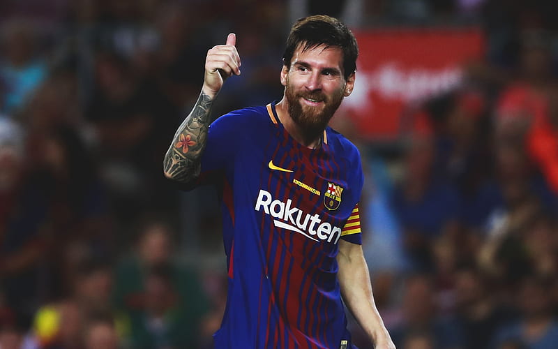 Leo Messi, thumbs up, football stars, La Liga, Lionel Messi, FC Barcelona, HD wallpaper