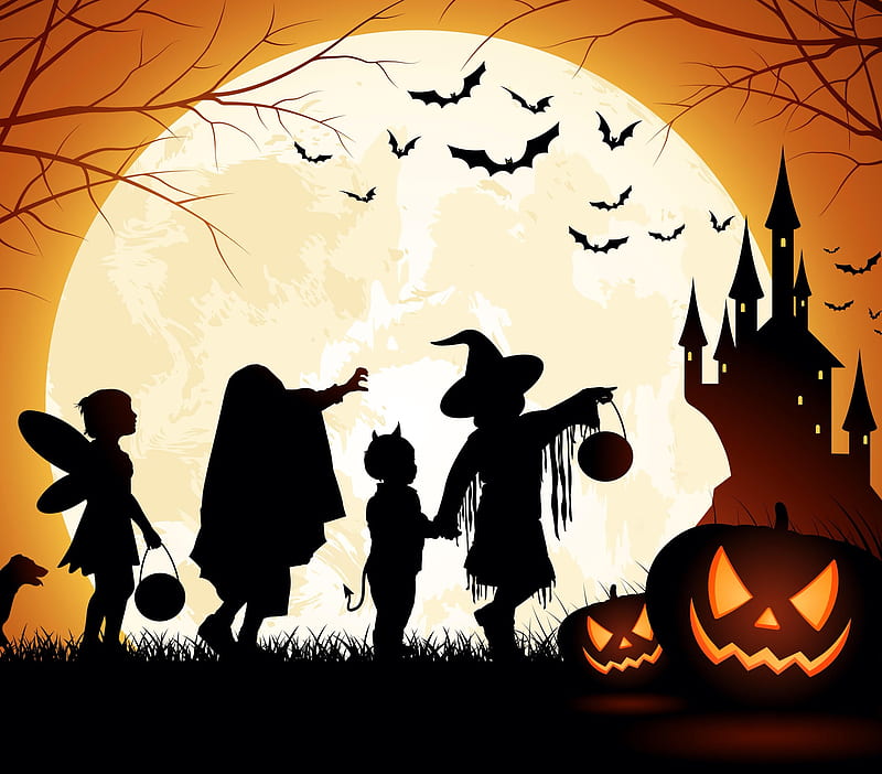 Halloween night, pumpkin, samhain, trick or treat, HD wallpaper