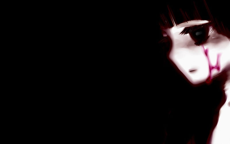 Bloody Tear, black, red, girl, anime, HD wallpaper