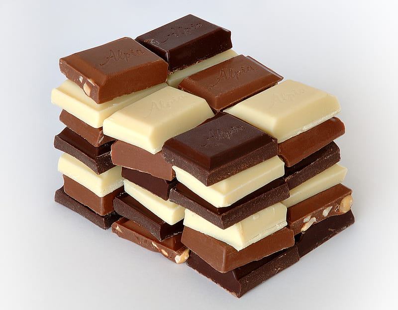 Chocolate Pieces, chunks, food, chocolate, pieces, milk, white, HD wallpaper