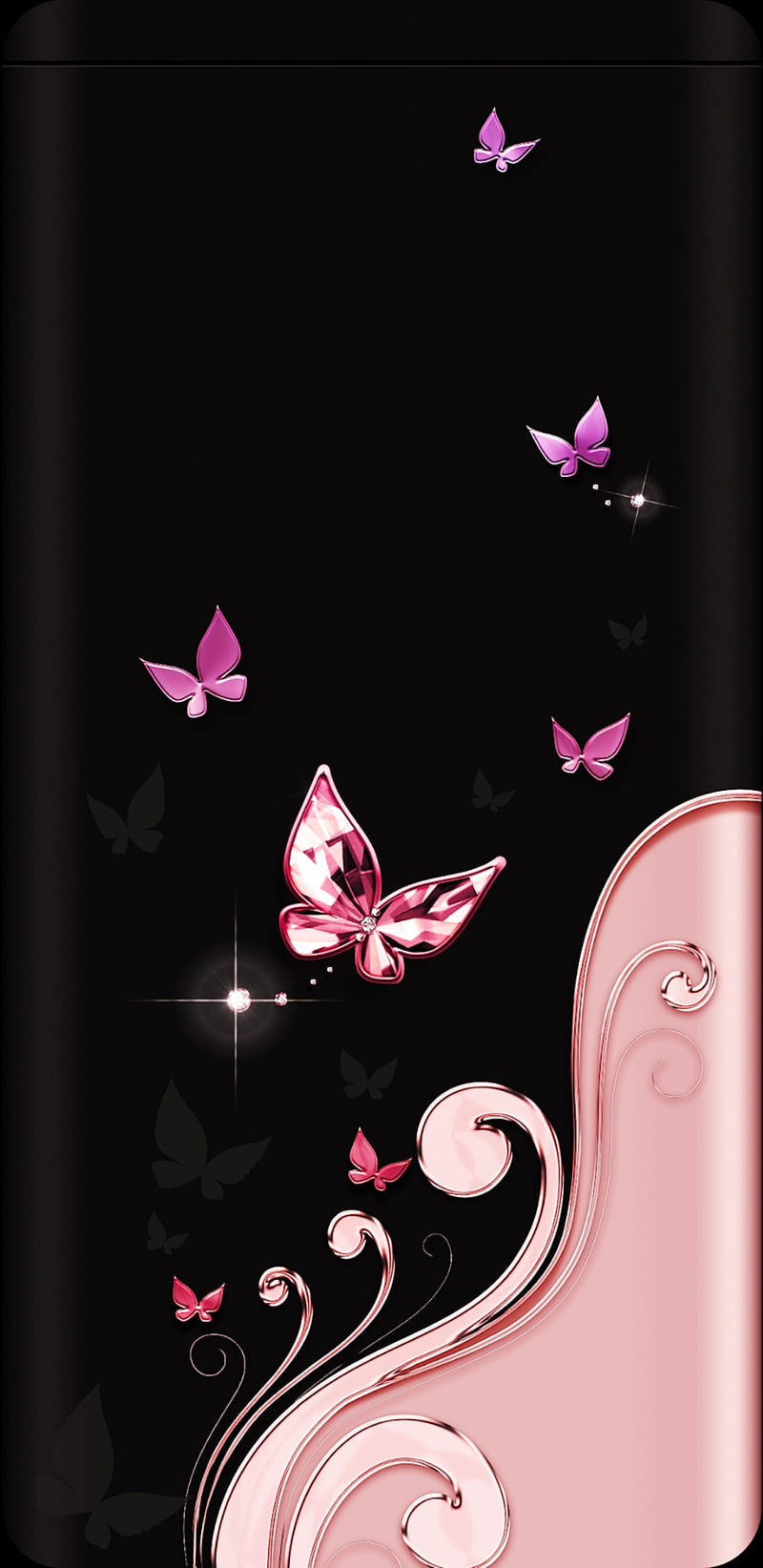 ButterfliesShine, bonito, butterflies, butterfly, girly, pink, pretty, shine, sparkle, HD phone wallpaper