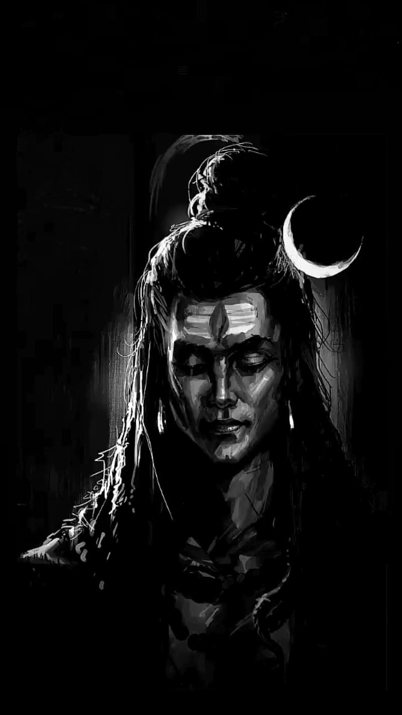 Lord Shiva , Black Painting, god, mahadev, HD phone wallpaper