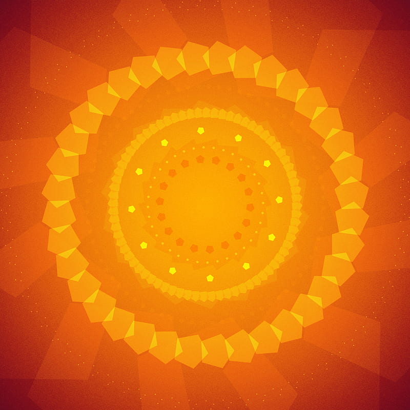 Pentagonal Rosette, central, orange, pentagon, rose, yellow, HD phone wallpaper