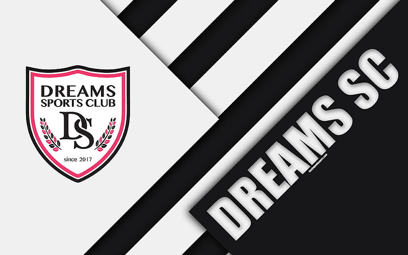 Dreams Sports Club logo, Hong Kong football club, material design, black and white abstraction, emblem, football, Hong Kong Premier League, HD wallpaper