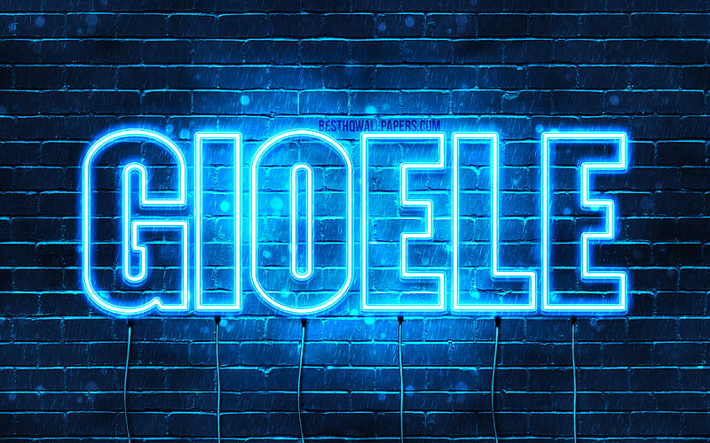 Gioele with names, Gioele name, blue neon lights, Happy Birtay Gioele, popular italian male names, with Gioele name, HD wallpaper