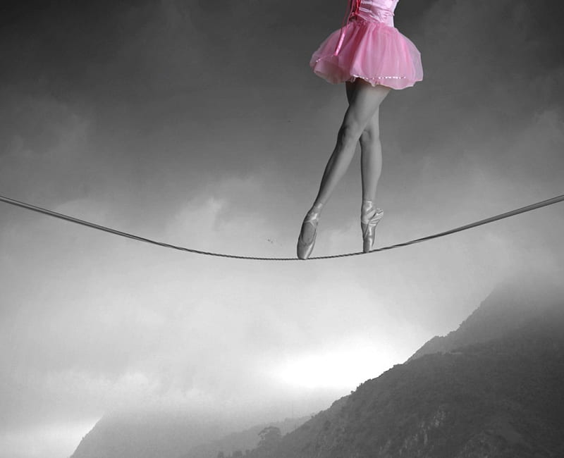 The highest risk is if you risk nothing, dangerous, legs, dance in sky, balerina, HD wallpaper