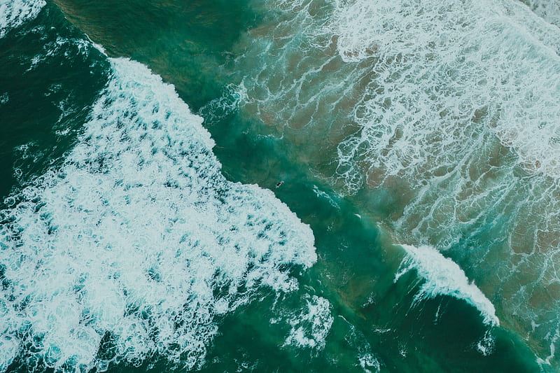 ocean, waves, aerial view, surface, water, HD wallpaper