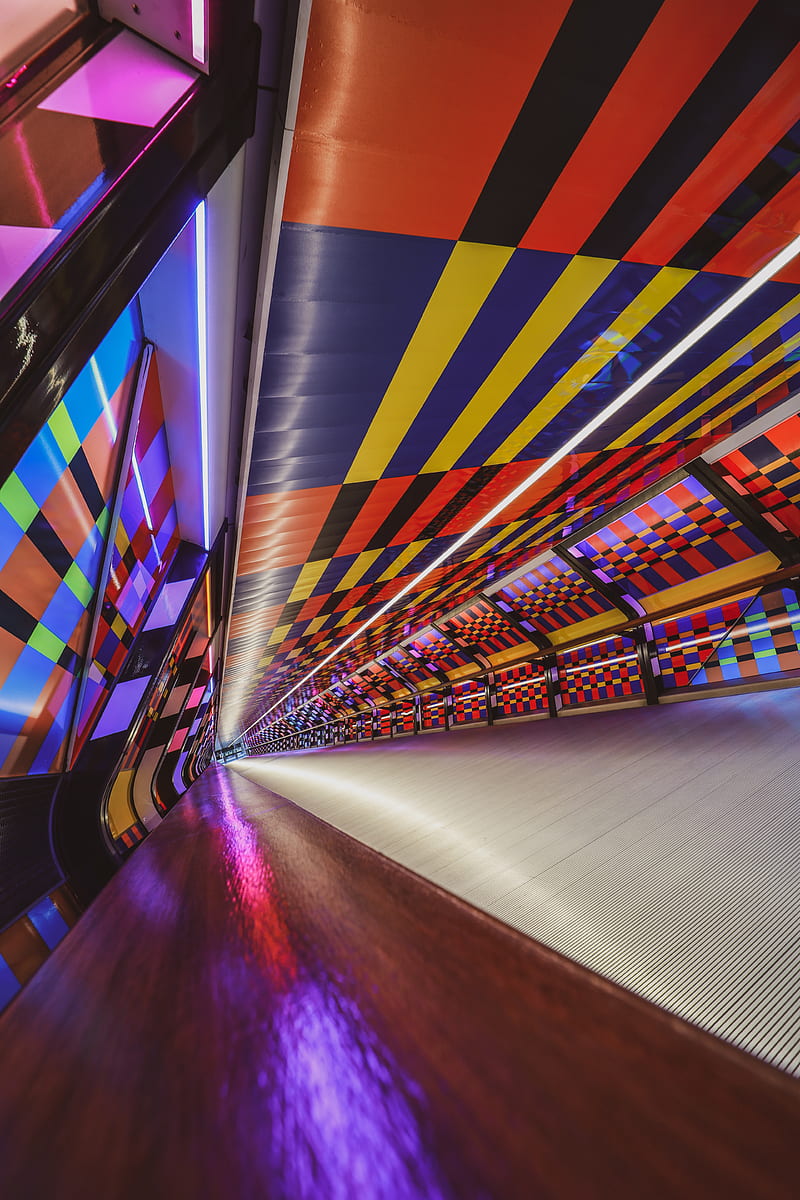 tunnel, colorful, motley, HD phone wallpaper