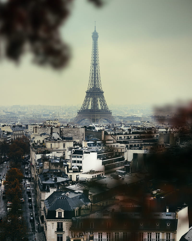 eiffel tower, city, aerial view, architecture, paris, HD phone wallpaper