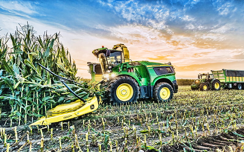 John Deere 9900i combine harvester, 2021 combines, corn harvest, harvesting concepts, agriculture concepts, John Deere, R, HD wallpaper