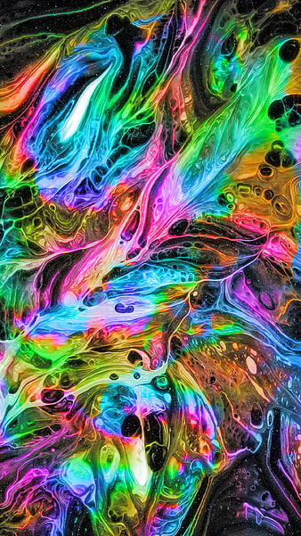 Persistence, Color, Colorful, Geoglyser, abstract, acrylic, bonito, blue, fluid, holographic, iridescent, pink, psicodelia, purple, rainbow, texture, trippy, vaporwave, waves, yellow, HD phone wallpaper