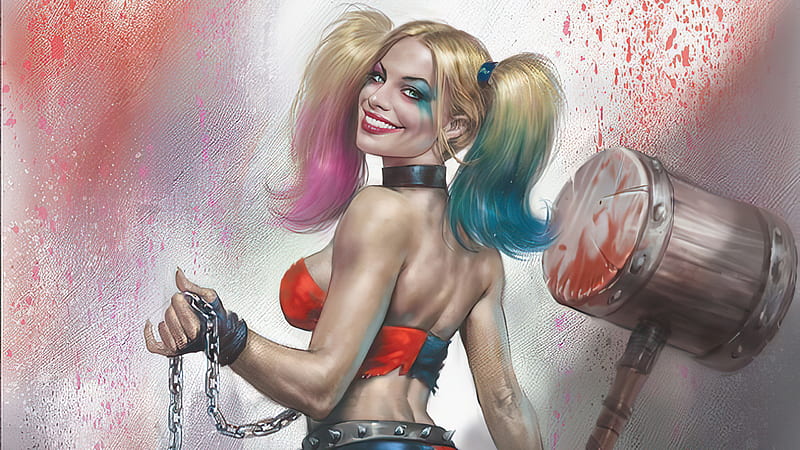 Harley Quinn Smiling Artwork, harley-quinn, superheroes, artwork, HD wallpaper