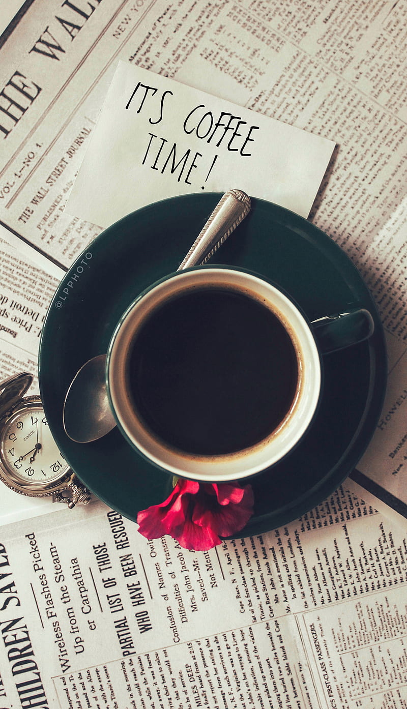 Coffee Lover, artistic, coffee, creative, flower, love, love forever, newspaper, graphy, sayings, HD phone wallpaper