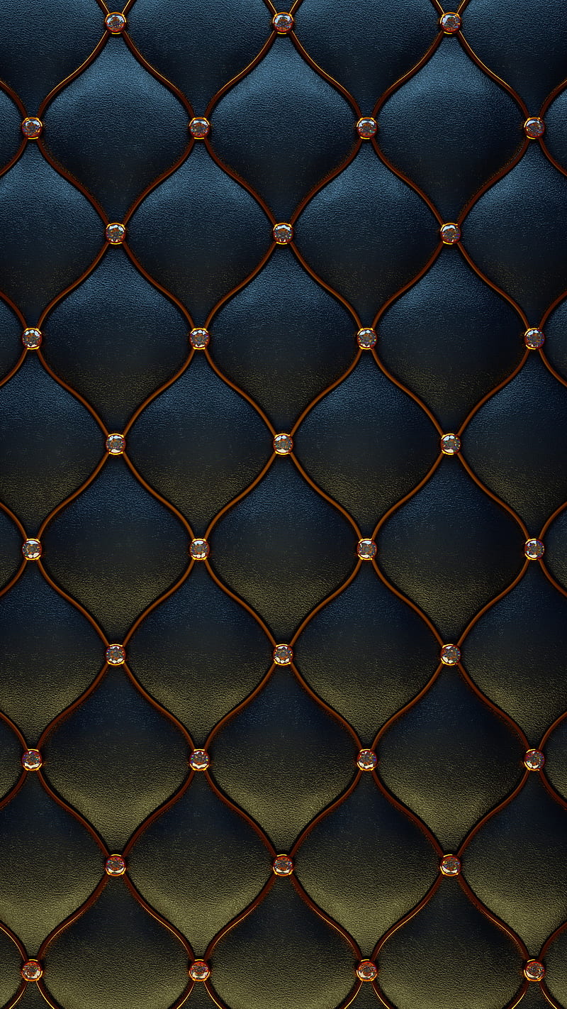 Luxury Leather, abstract, blue, desenho, fabric, gold, HD phone wallpaper