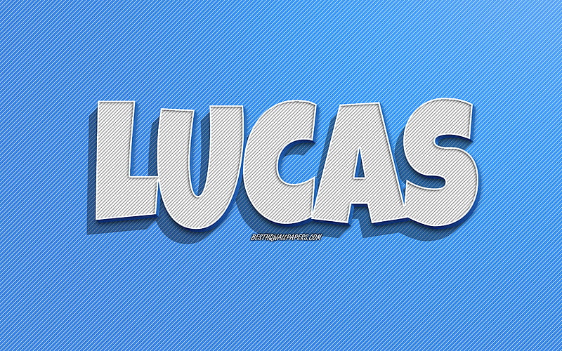 Lucas, blue lines background, with names, Lucas name, male names, Lucas greeting card, line art, with Lucas name, HD wallpaper