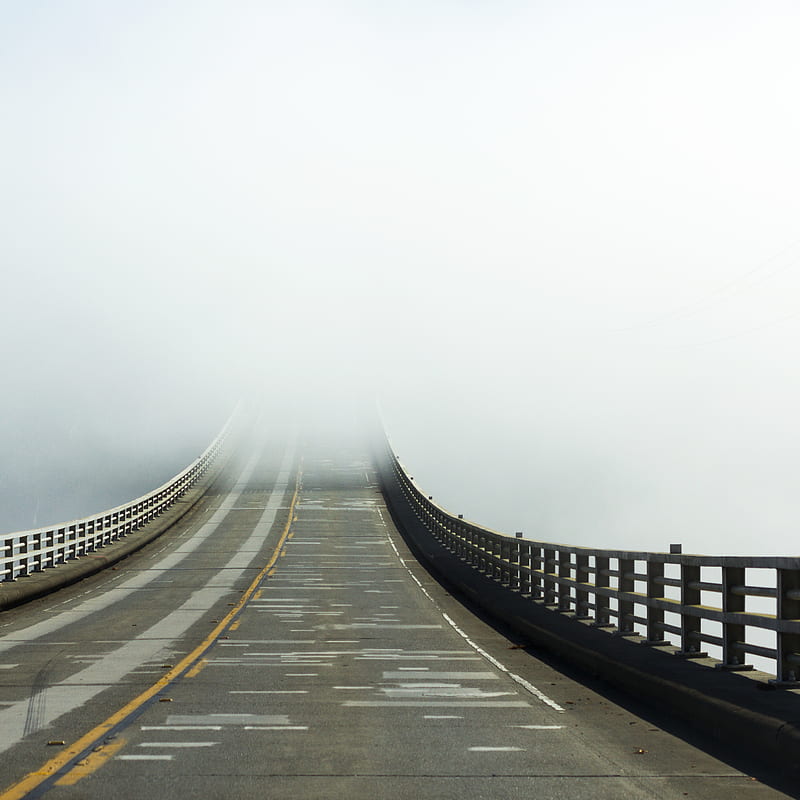 road, bridge, fog, HD phone wallpaper