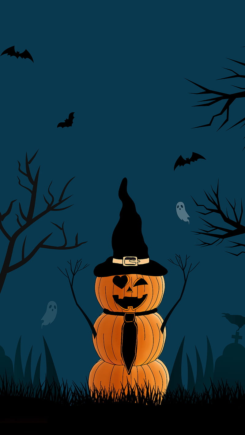 Scary Pumpkin dark, October 31, autumn, fool moon, ghost, halloween, scarecrow, trick or treat, witch, HD phone wallpaper