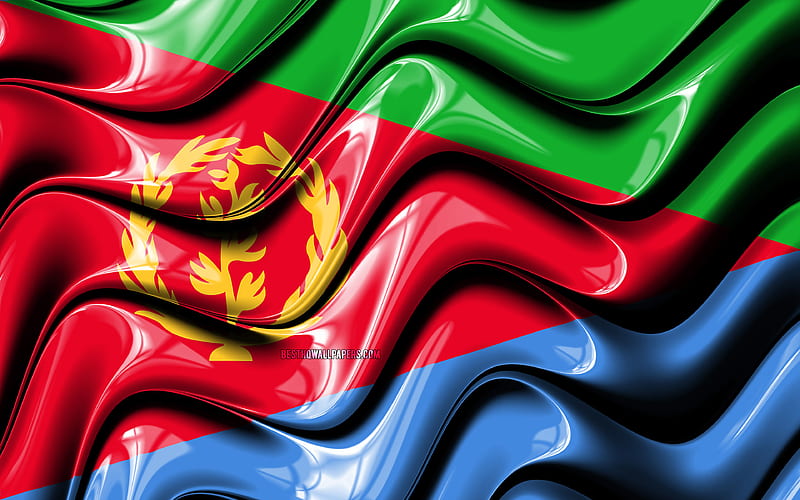 Eritrean flag Africa, national symbols, Flag of Eritrea, 3D art, Eritrea, African countries, Eritrea 3D flag, HD wallpaper