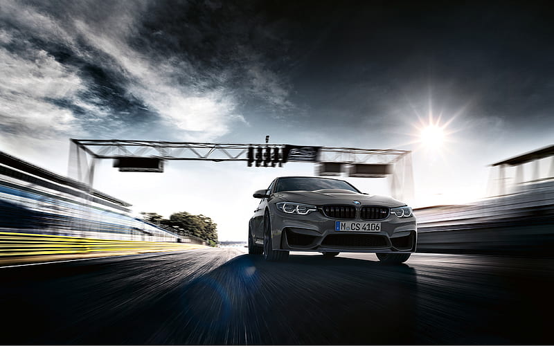 BMW M3 CS, 2018, front view, racing track, sports version, new M3, German cars, BMW, HD wallpaper