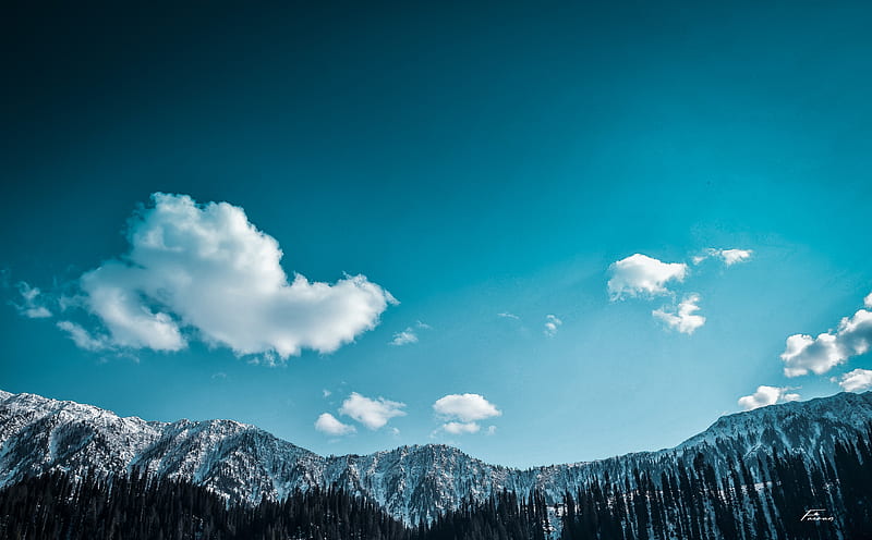 what you see is blue and white... Ultra, Asia, Pakistan, Nature, kashmir , f, u, clouds, mountains, hills, blue, white, snow, pines, HD wallpaper