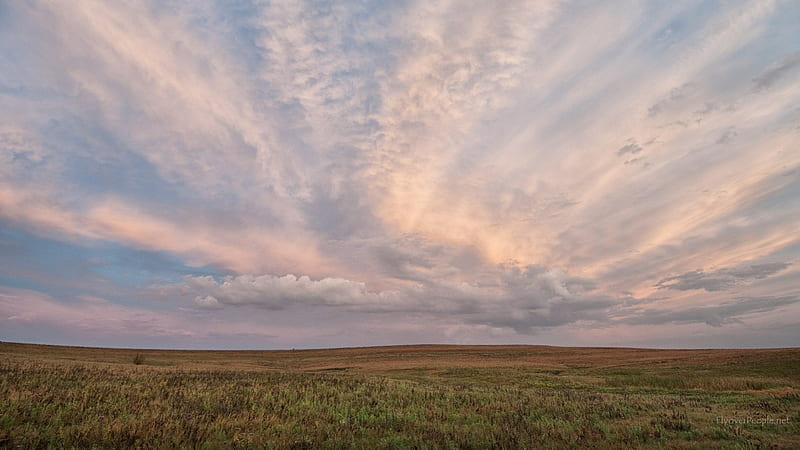 prairie glow, glow, grass, prairie, clouds, sky, HD wallpaper