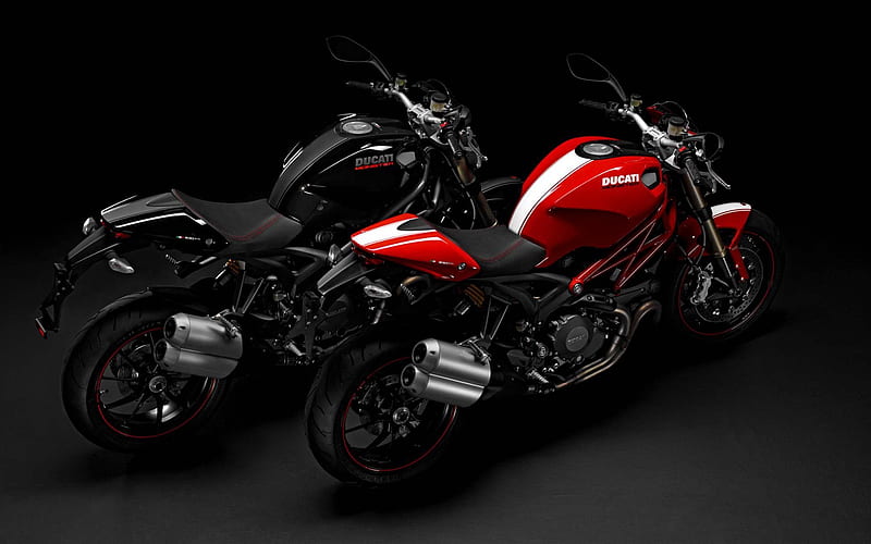 Ducati Monster, 1100 EVO, 2016, Red Ducati, Black Ducati, HD wallpaper