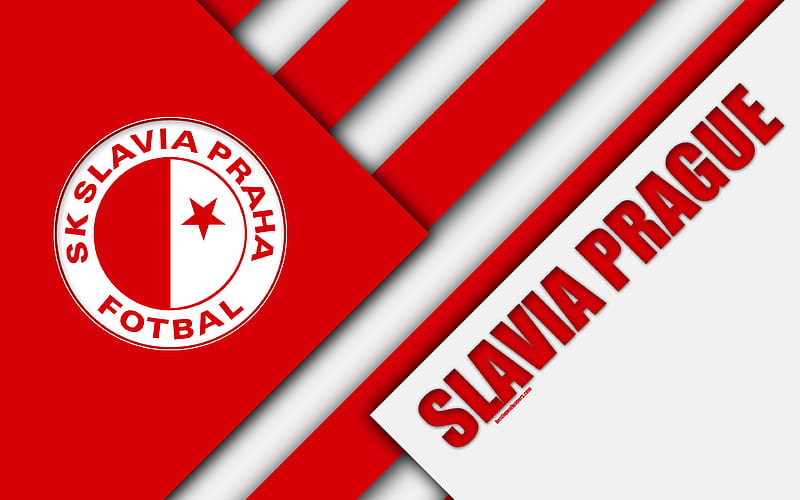SK Slavia Praha logo, material design, red white abstraction, Czech football club, Prague, Czech Republic, football, Czech First League, FС Slavia Prague, HD wallpaper