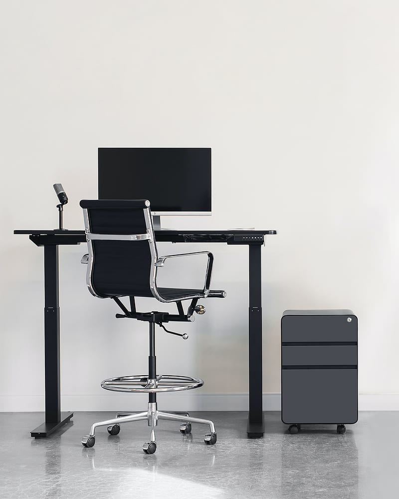 computer, table, chair, desk, microphone, minimalism, HD phone wallpaper
