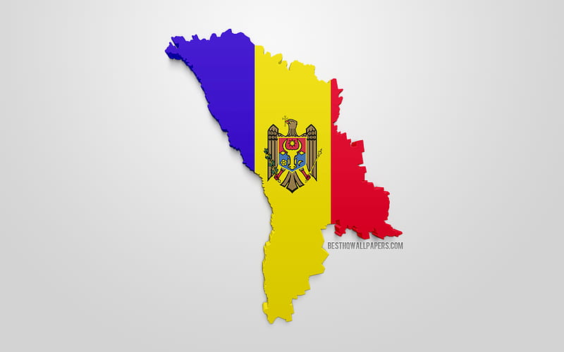 3d flag of Moldova, map silhouette of Moldova, 3d art, Moldova 3d flag, Europe, Moldova, geography, Moldova 3d silhouette, HD wallpaper