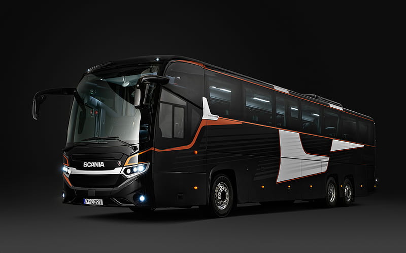 Scania Interlink studio, 2019 buses, passenger transport, Scania Buses, Scania, HD wallpaper