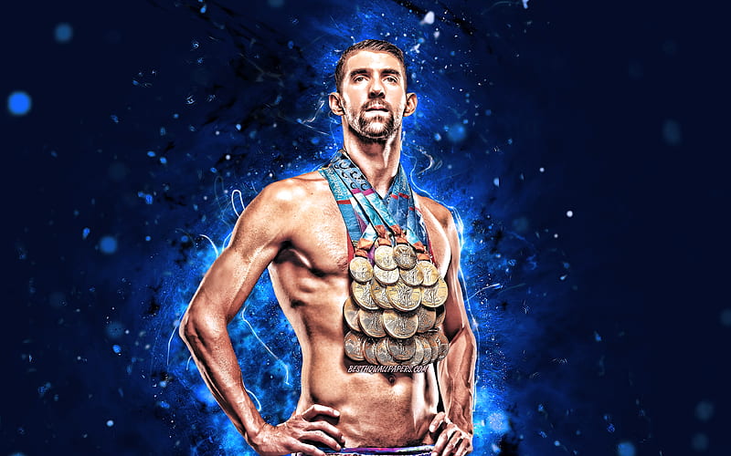 Michael Phelps american swimmer, olympic champion, blue neon lights, Michael  Fred Phelps II, HD wallpaper | Peakpx