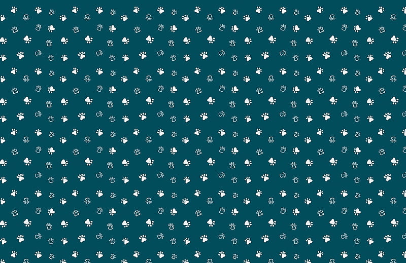 Green Dog Paw Print Pattern, HD wallpaper