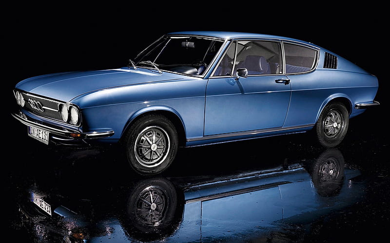 Audi 100, 1970, blue retro coupe, classic cars, rarities, Audi 100 coupe S, Audi, HD wallpaper